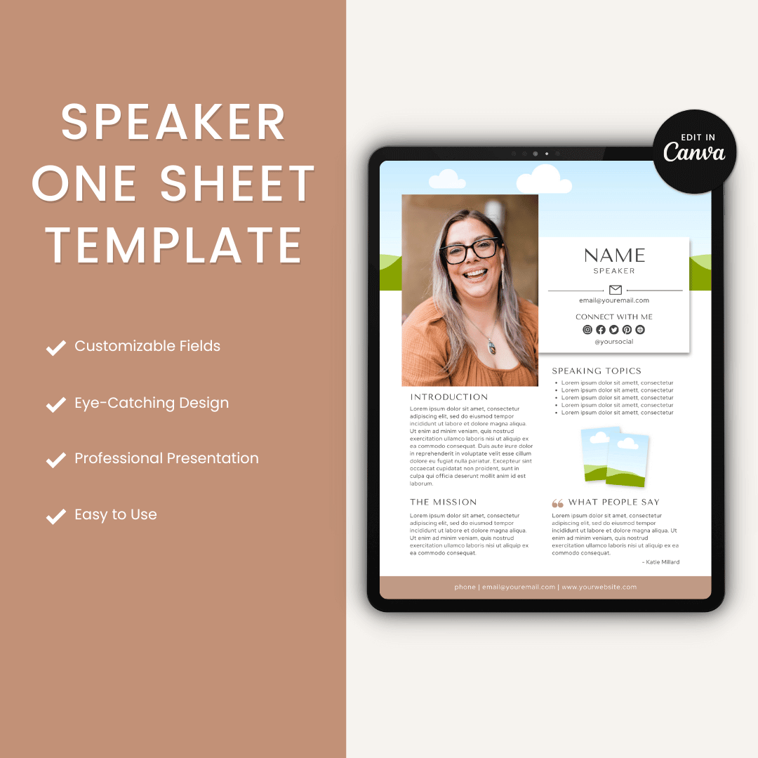 Speaker One Sheet Template Product Image