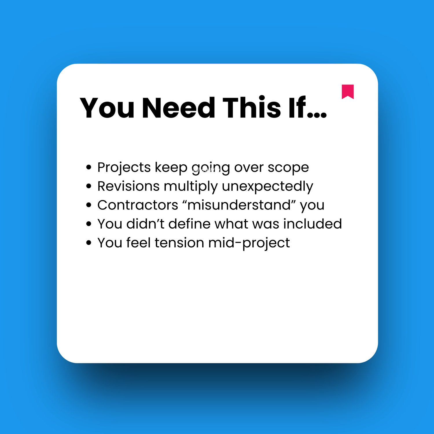 White square with text on a blue background