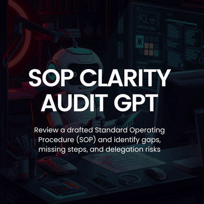 Dark background with text overlay about SOP Clarity Audit GPT