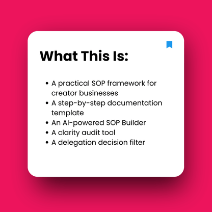 White square with text on a pink background