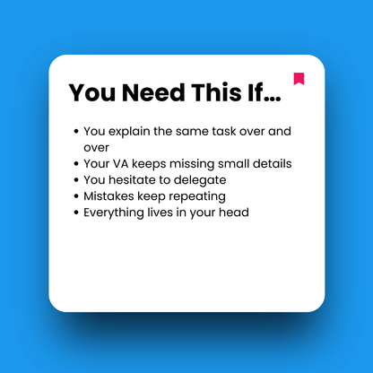 White square with text on a blue background