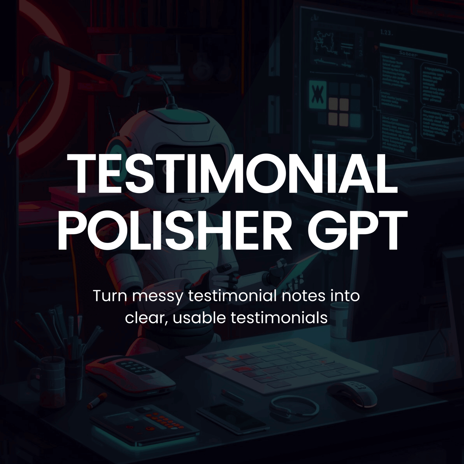 Dark-themed image with text &