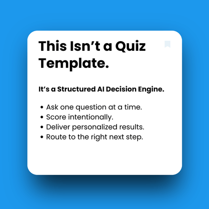 Text on a white square with a blue background explaining an AI decision engine.