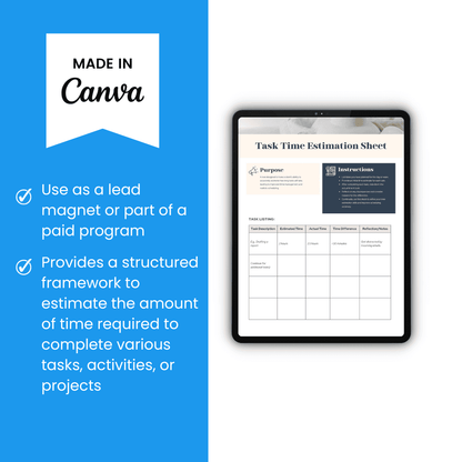 Time Estimation Worksheet Perfect For Lead Magnet And Paid Program