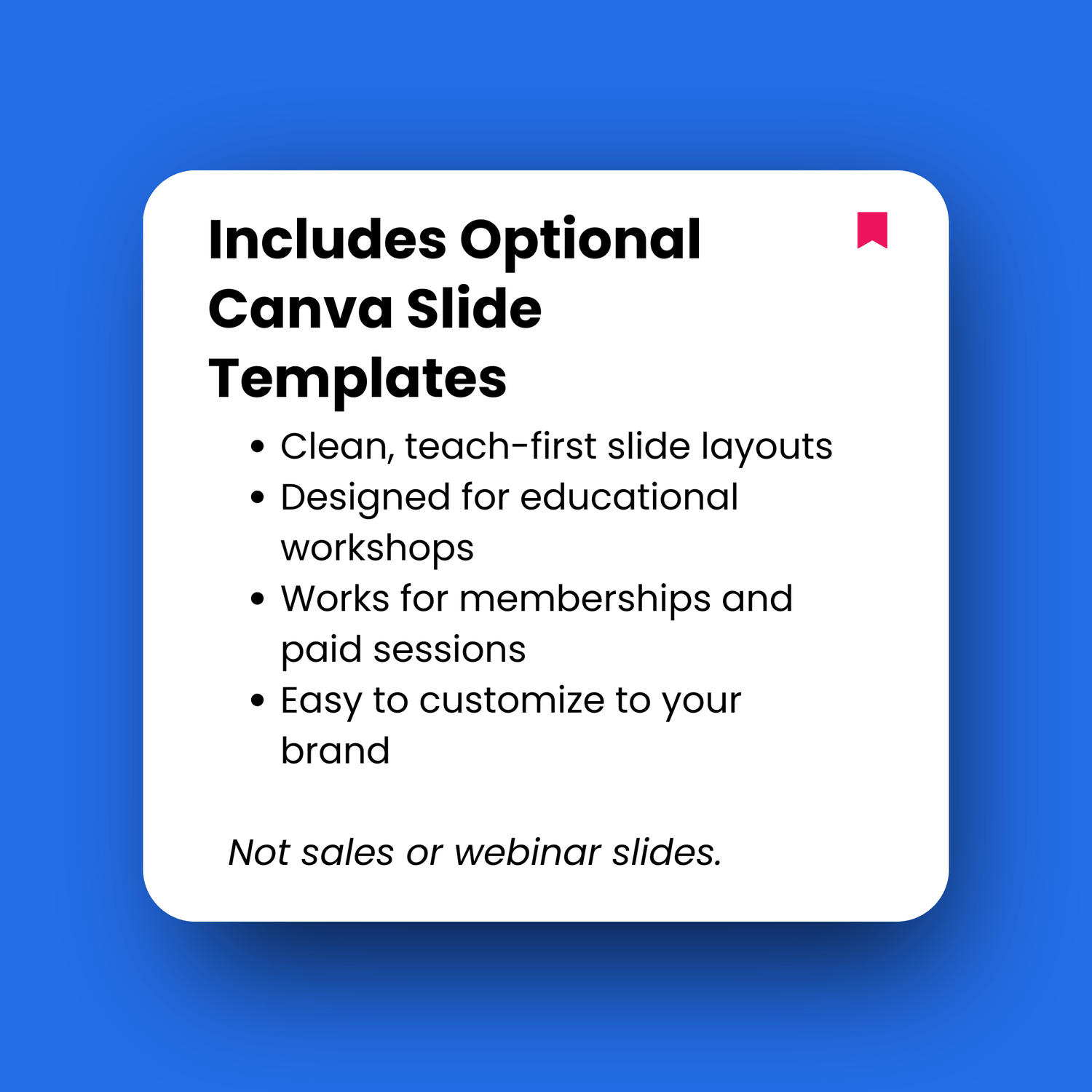 Text box with Canva slide templates information on a blue background