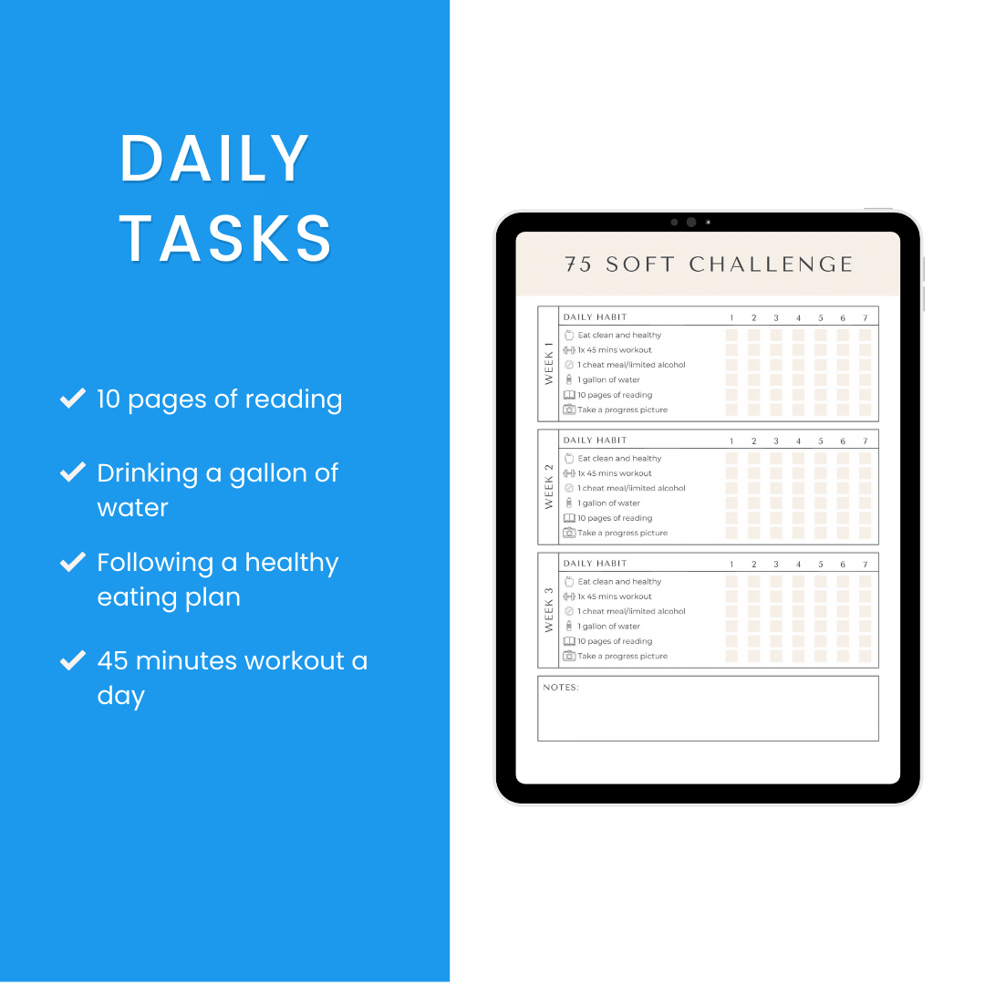 75 Soft Challenge Template Daily Tasks
