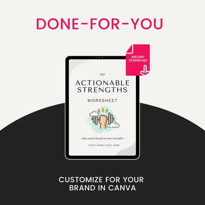 Actionable Strengths Worksheet Done For You Customize In Canva