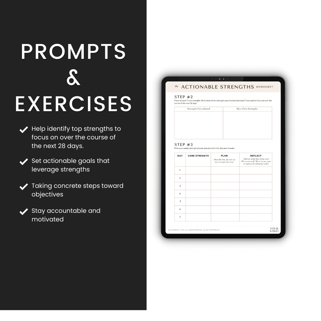 Actionable Strengths Worksheet Prompts And Exercises For 28 Days