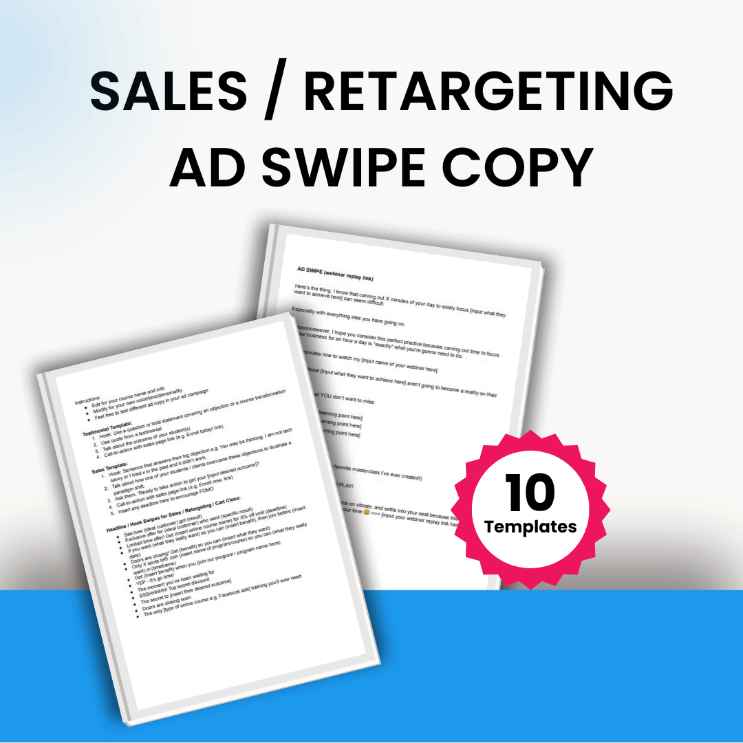 Ad Copy Toolbox Sales Retargeting Ad Swipe Copy