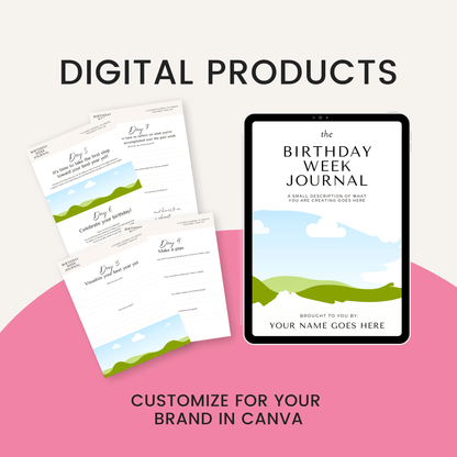 Birthday Week Journal Digital Products Customize in Canva