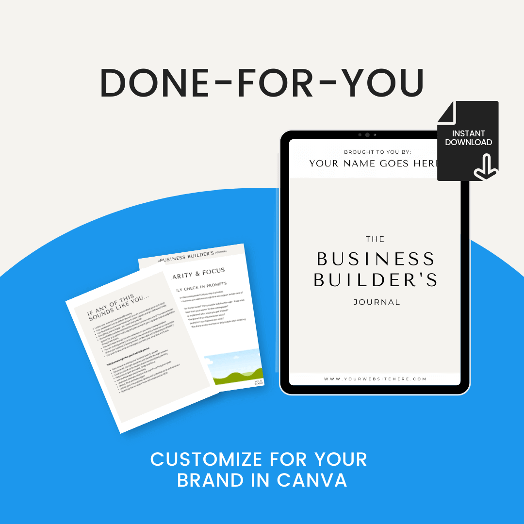 Business Builders Journal Done For You Customize In Canva