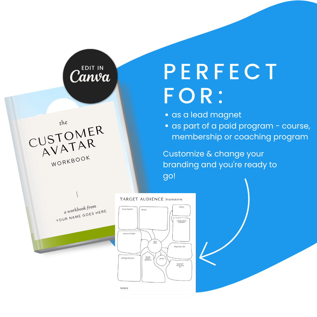 Customer Avatar Workbook Perfect For Lead Magnet And Paid Program
