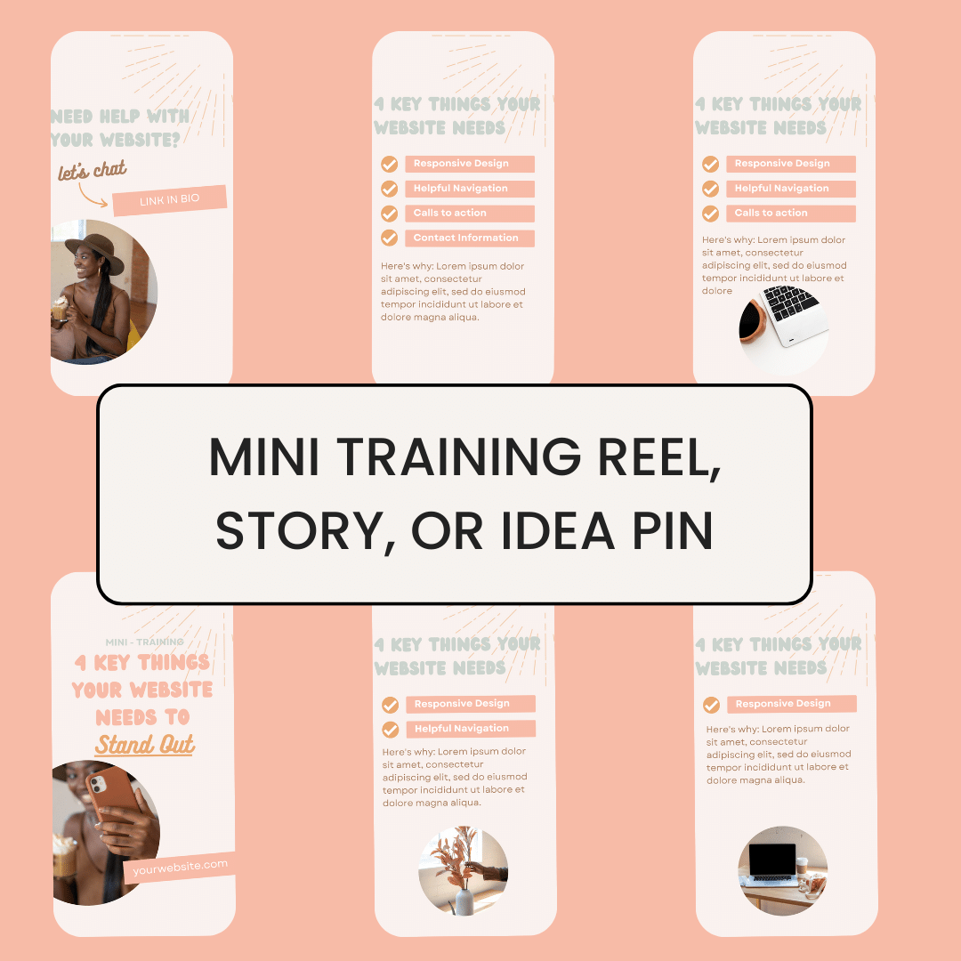 Essential Social Media Template Bundle Mini Training Reel Idea Pin