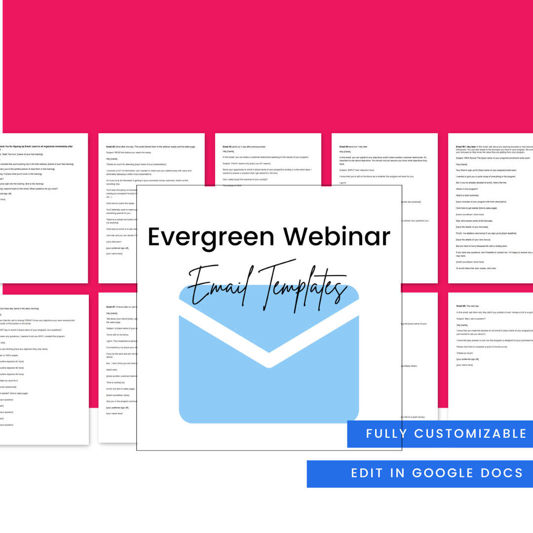 Purchased Shopify: Evergreen Webinar Email Template Bundle