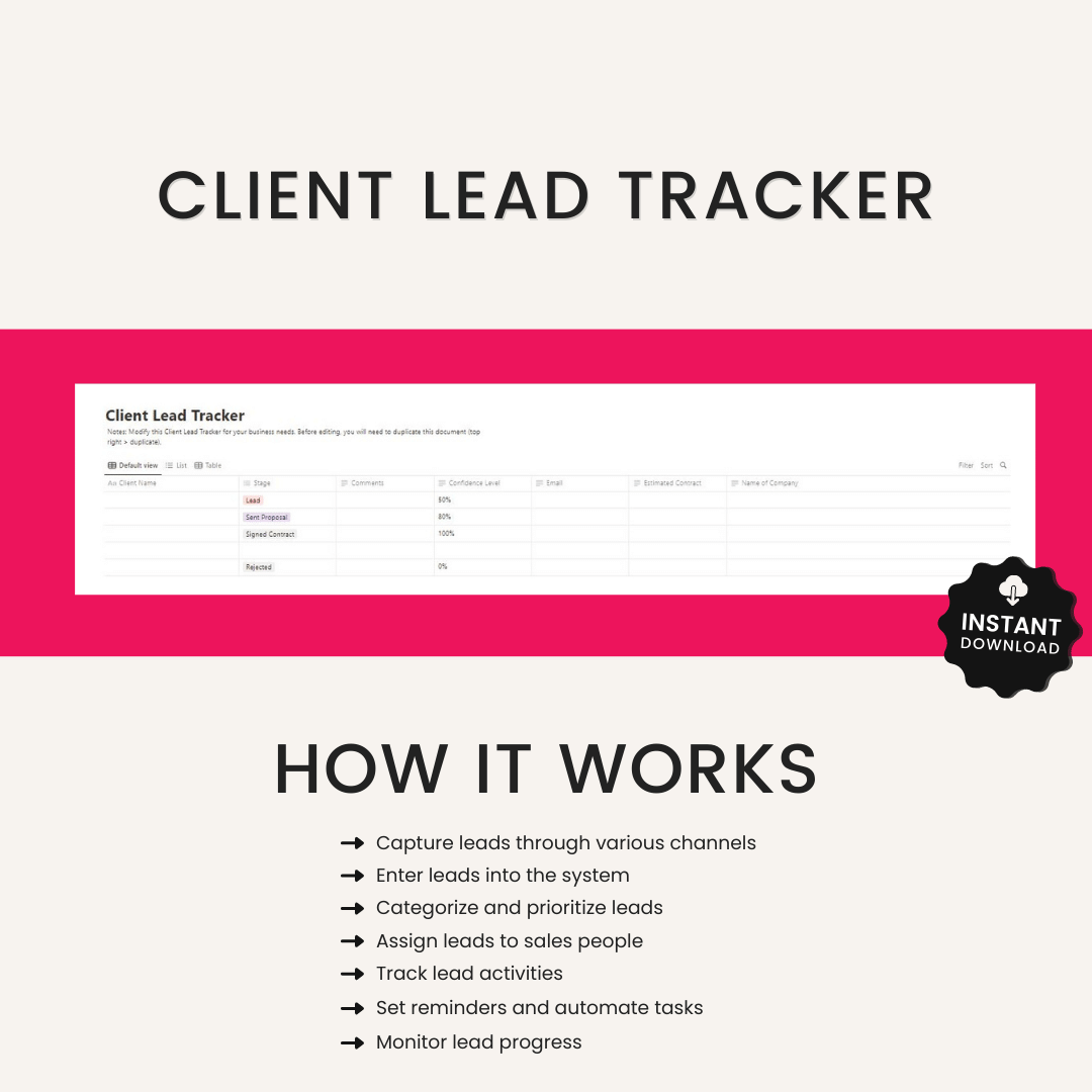 Freelancer Starter Kit Client Lead Tracker