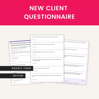 Freelancer Starter Kit New Client Questionnaire Notion