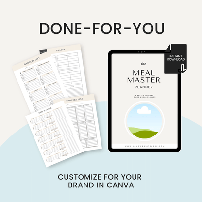 Meal Master Planner Done For You Customized in Canva