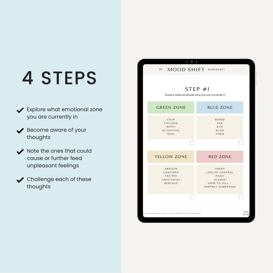 Mood Shift Worksheet 4 Steps