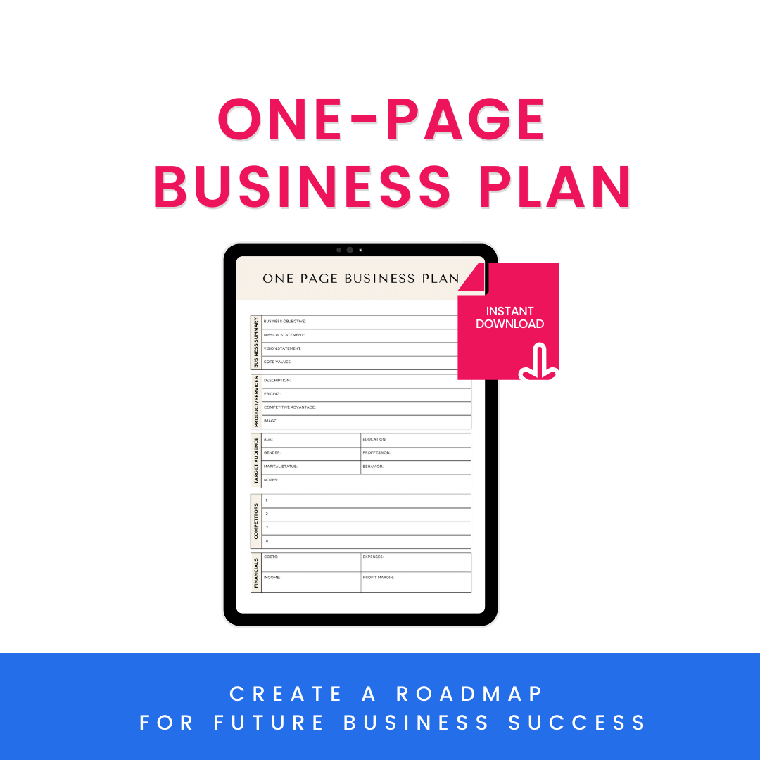 One Page Business Plan Product Image