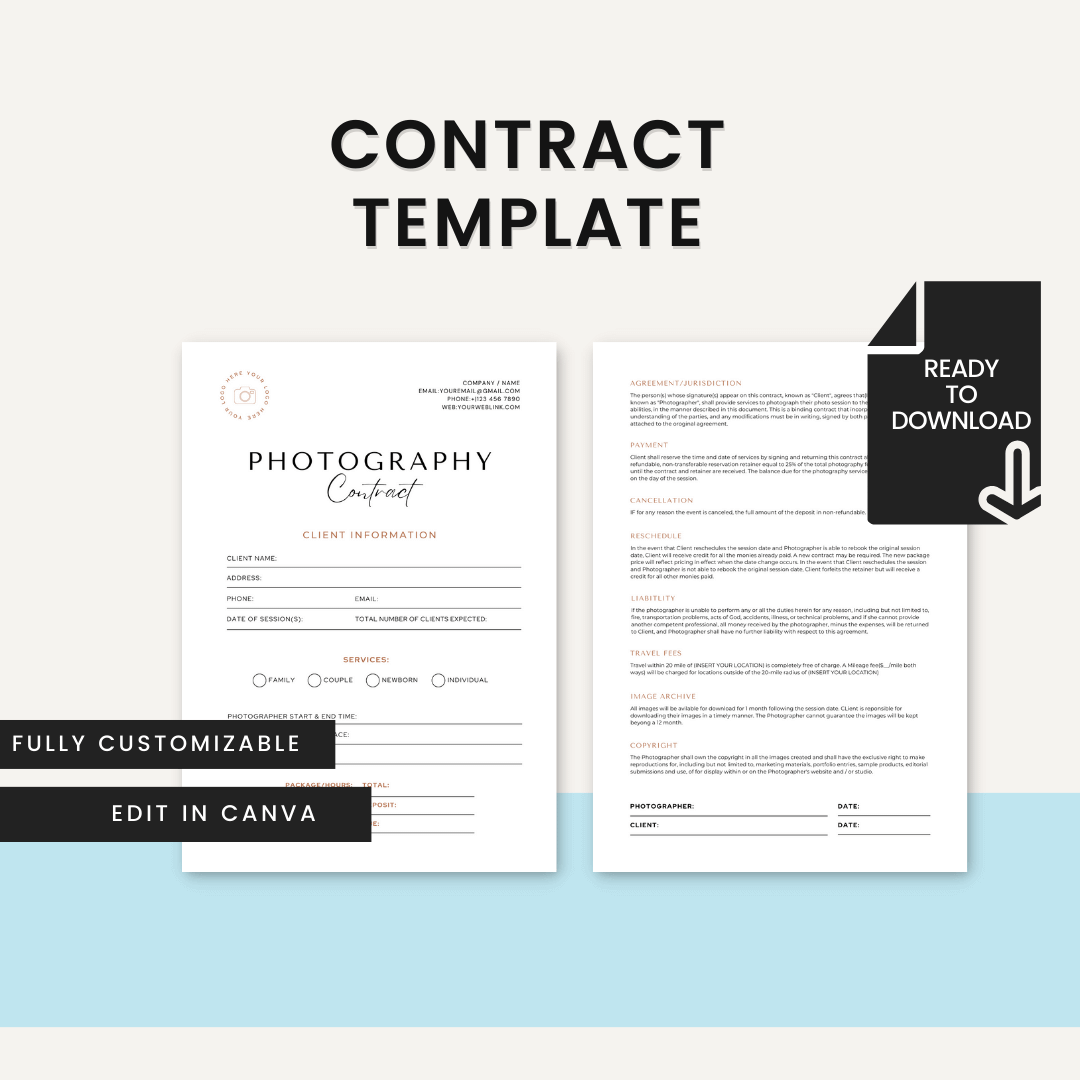 Photographer Marketing Toolkit Contract Template