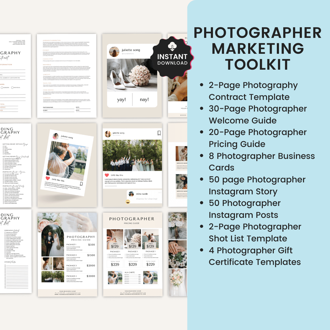 Photographer Marketing Toolkit Product Images