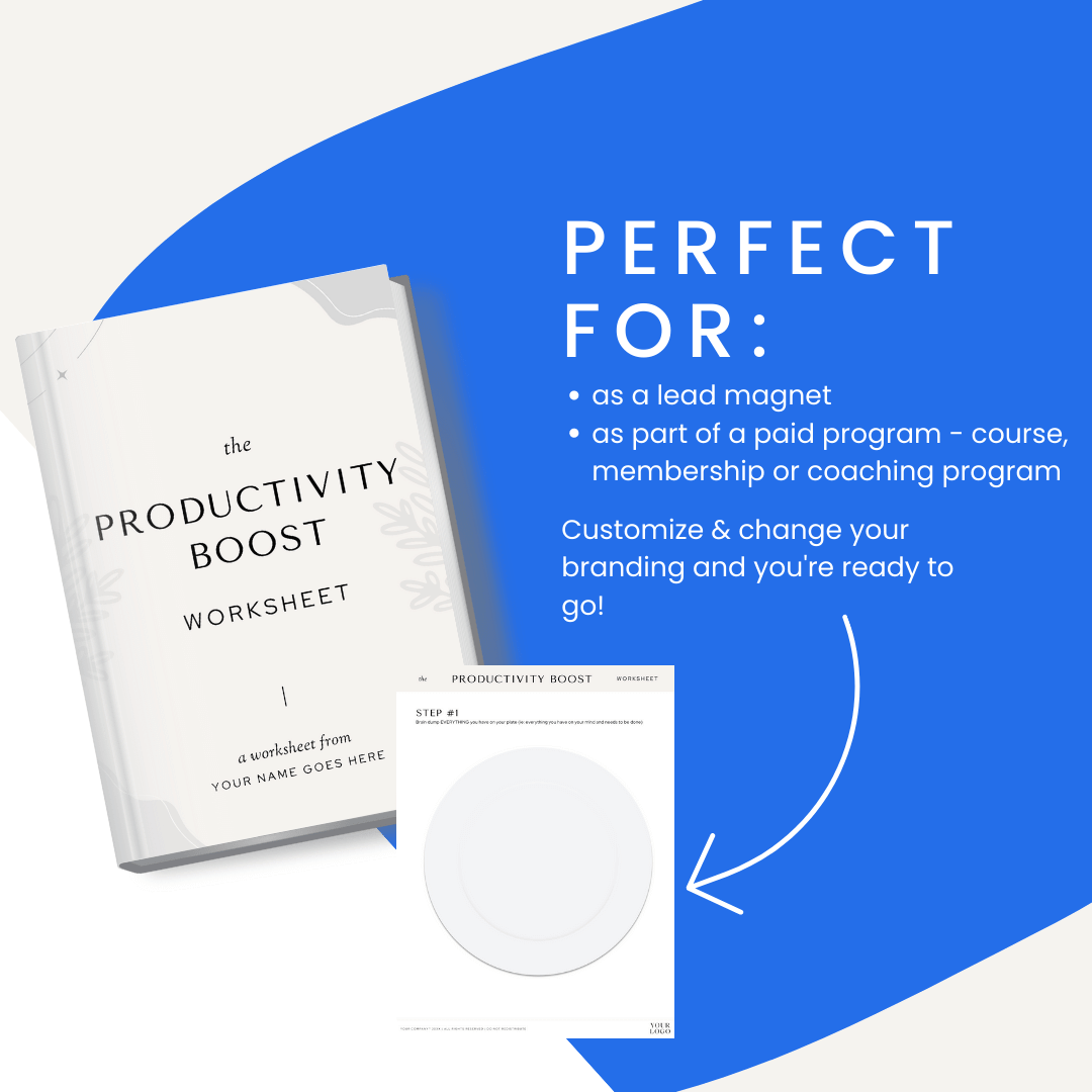 Productivity Boost Worksheet Perfect For Lead Magnet And Paid Program