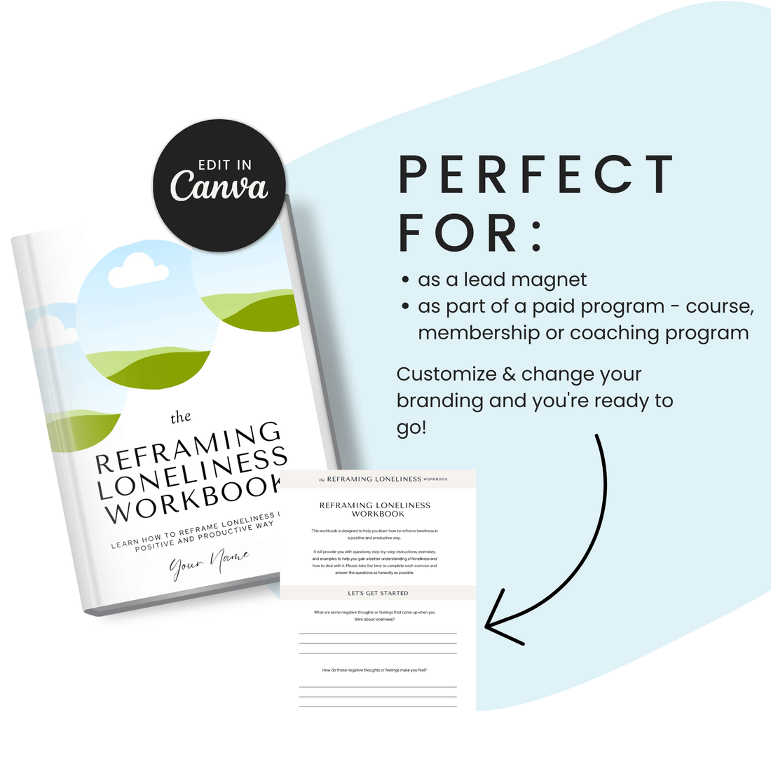 Reframing Loneliness Workbook Done for You Use as a Lead Magnet or Part of a Paid Program Like an Online Course, Membership or Coaching Program