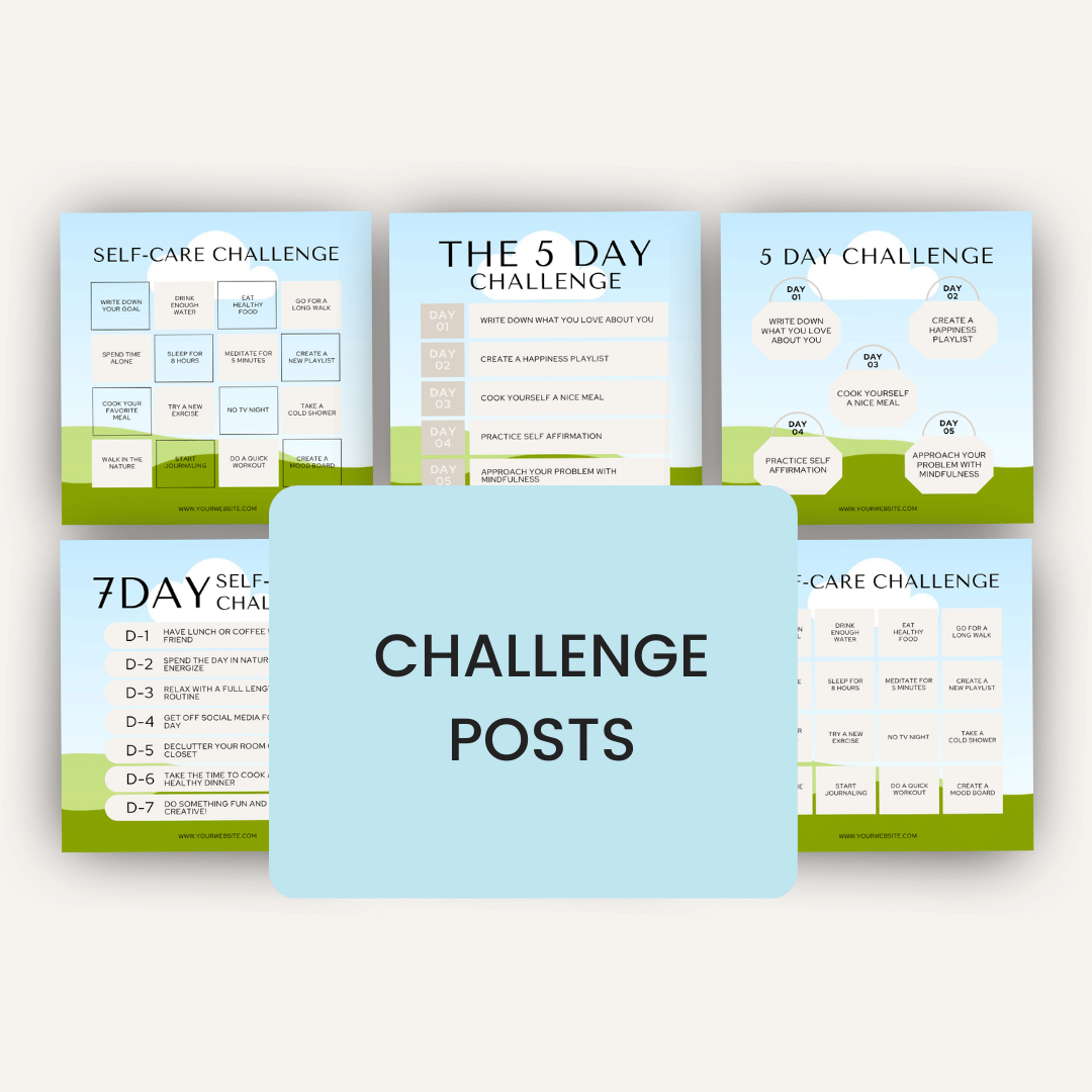 Self Care Challenge And Course Promo Kit Challenge Posts