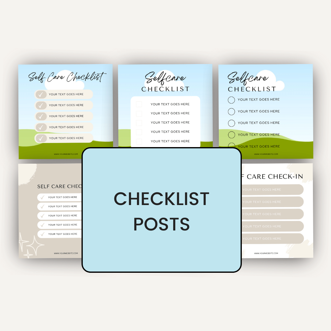 Self Care Challenge And Course Promo Kit Checklist Posts