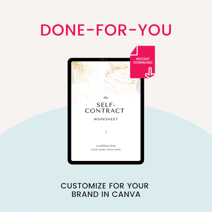 Self Contract Worksheet Done For You Customize In Canva