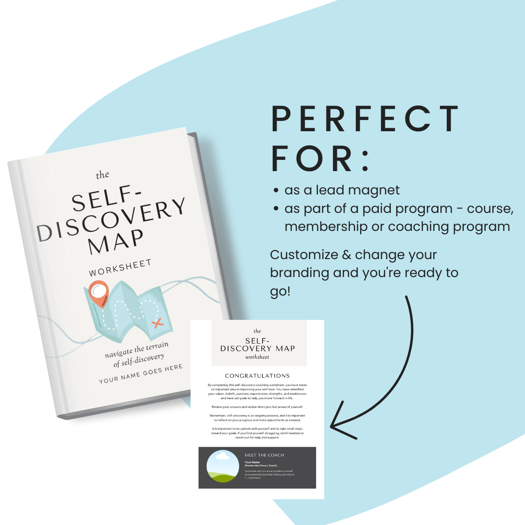 Self Discovery Map Worksheet Perfect For Lead Magnet And Paid Program