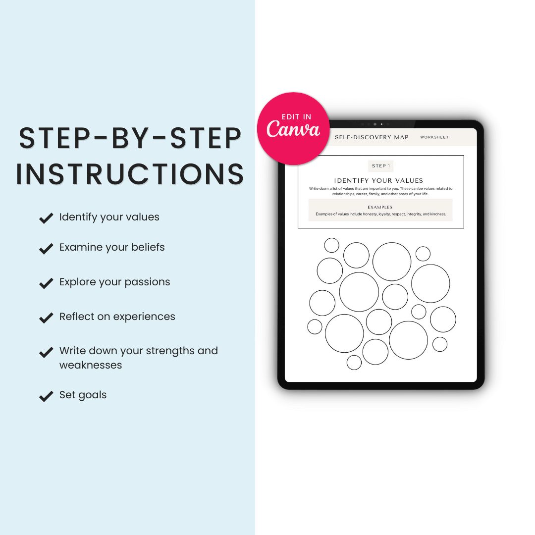 Self Discovery Map Worksheets Step By Step Instructions