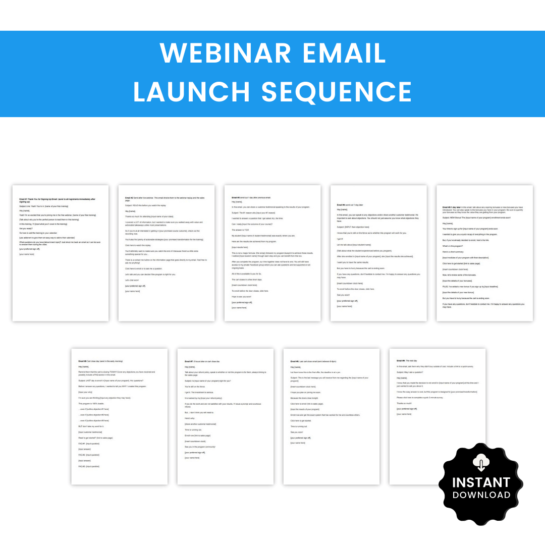 Ultimate Launch Bundle Webinar Email Launch Sequence