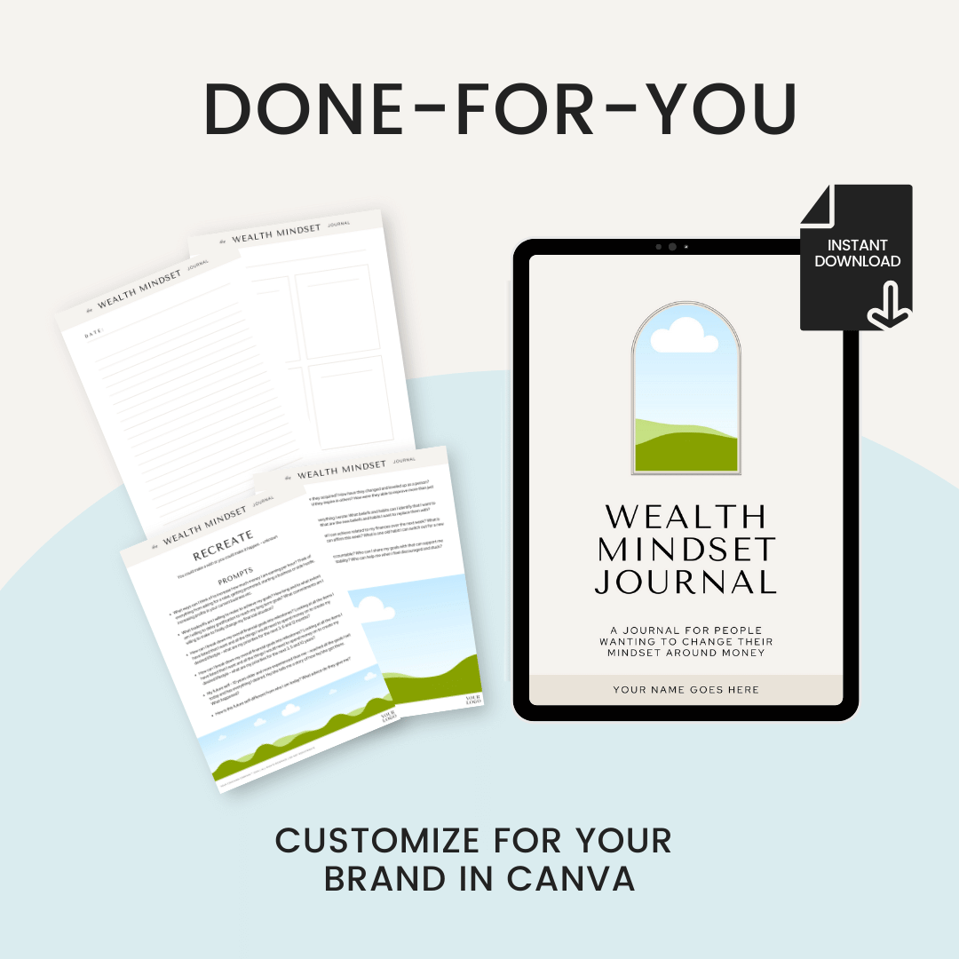 Wealth Mindset Journal Digital Product Customize In Canva